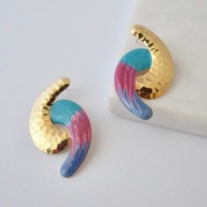 Vintage Geometric Enamel Earrings